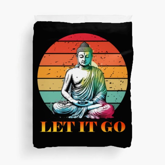 Let It Go, Yoga Buddhism Retro Duvet Covers