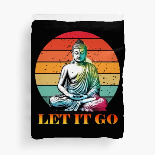 Let It Go, Yoga Buddhism Retro Duvet Covers