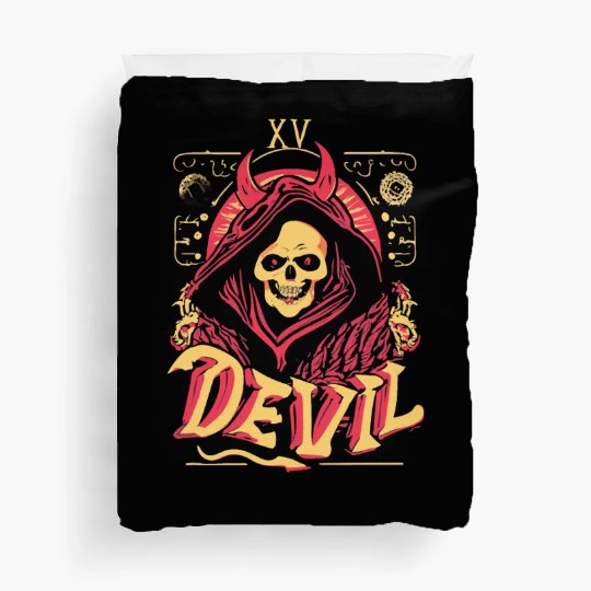 Devil Tarot Skeleton Halloween Occult Duvet Covers