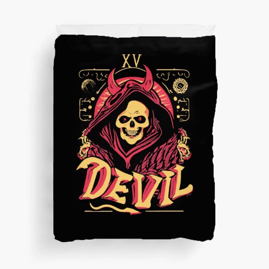 Devil Tarot Skeleton Halloween Occult Duvet Covers
