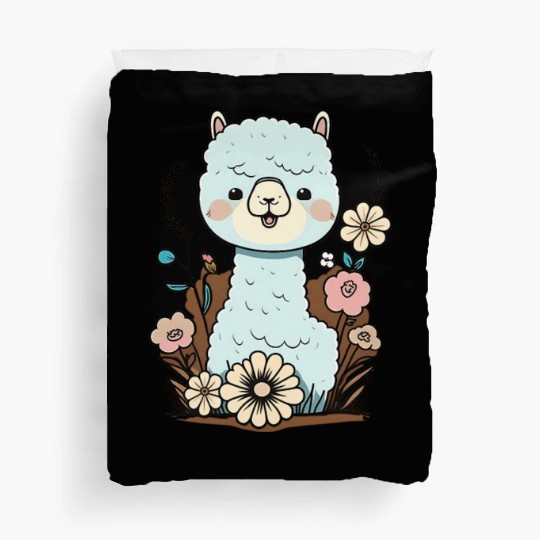 Cute Alpaca Flower Garden Kawaii Llama Lover Duvet Covers