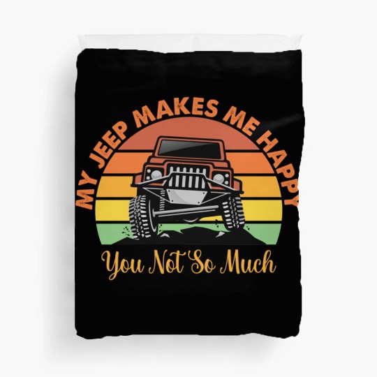 my jeep makes me happy Duvet Covers