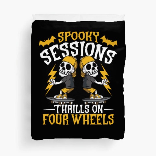 Spooky Horror Skateboarder Halloween Skateboarding Duvet Covers