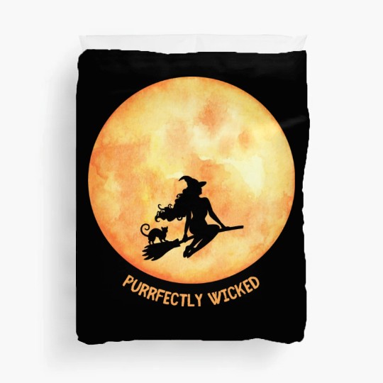 Wicked Cat Witch Funny Halloween Witch Duvet Covers