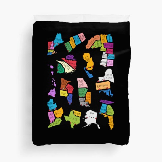 50 Cute US States Sticker Pack Duvet Covers