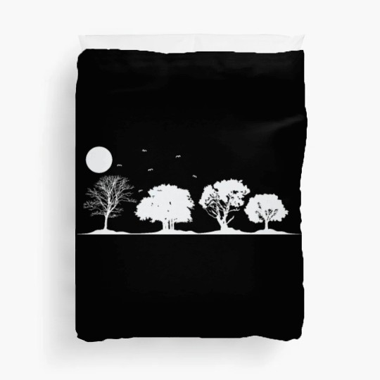 Trees at full Moon Nature Forests Leaves Duvet Covers