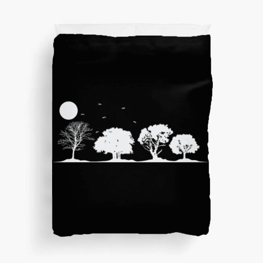 Trees at full Moon Nature Forests Leaves Duvet Covers