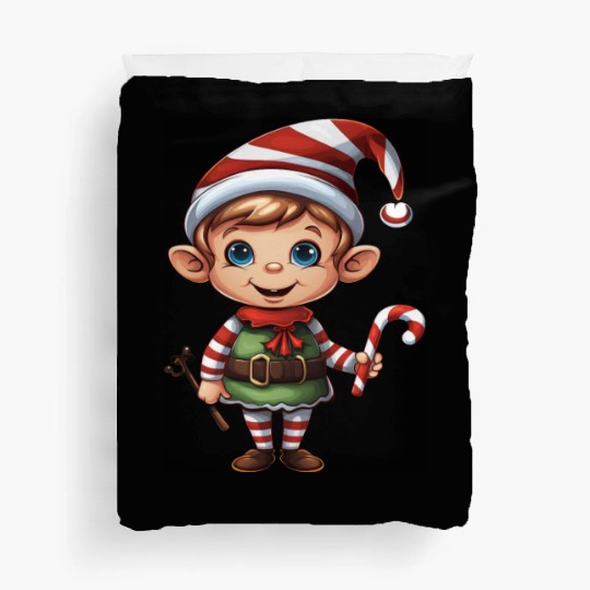 Christmas Elf Candy Cane X-Mas Pajamas Party Duvet Covers