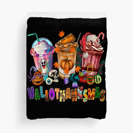 Happy Hallothanksmas Coffee Latte Halloween Duvet Covers