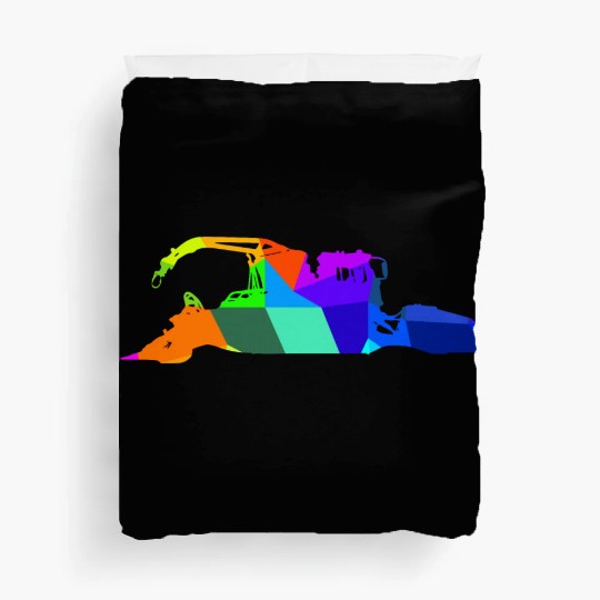 Colorful rainbow snow groomer snow vehicles Duvet Covers