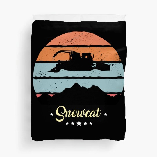 Snowcat Vintage Snow Vehicles Retro Sunset Duvet Covers