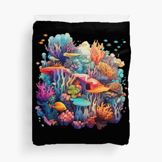 Coral Kaleidoscope: Nature's Mosaic Duvet Covers