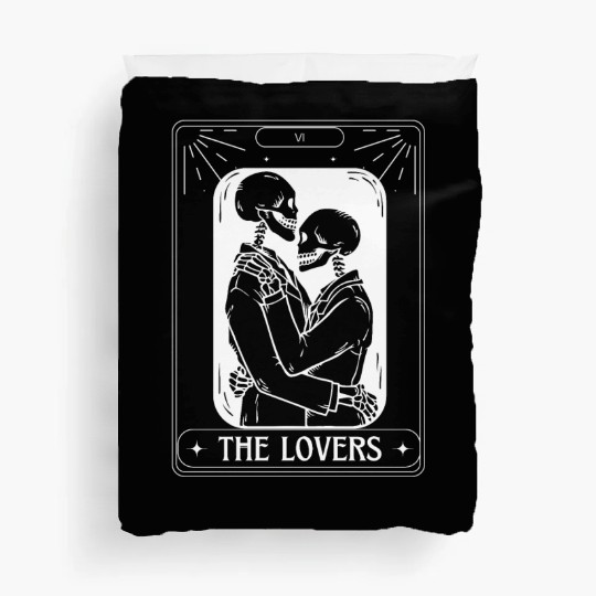 The Lovers Tarot Card Got Skeleton Skull Halloween Duvet Covers