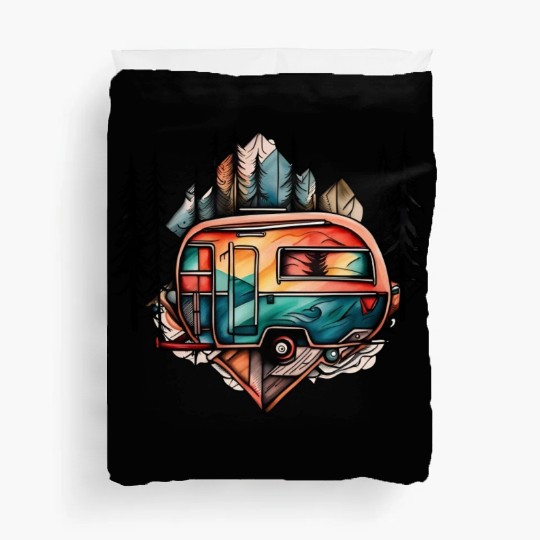 Camper / camping / Wildness / Tree / Mountain Duvet Covers
