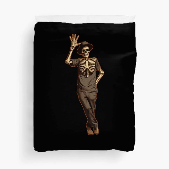 Halloween Skeleton Waving with Hand Duvet Covers