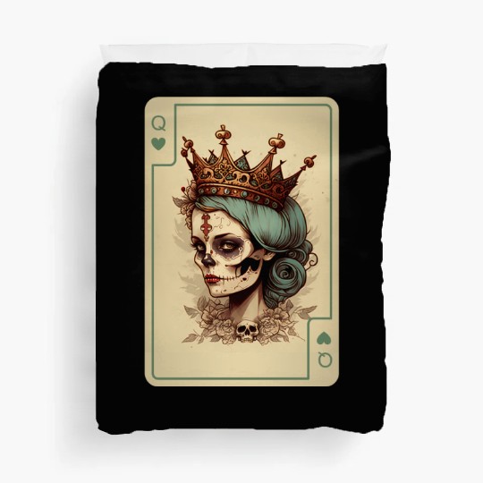 Queen of Hearts Gothic Poker Card Game Halloween Duvet Covers