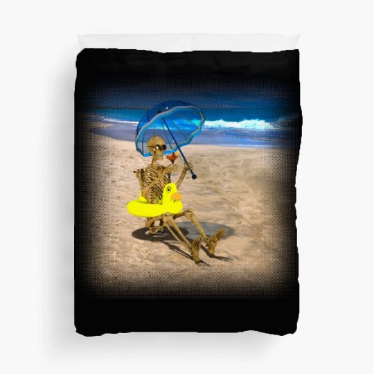 Grim reaper with his favorite cocktail on the Duvet Covers