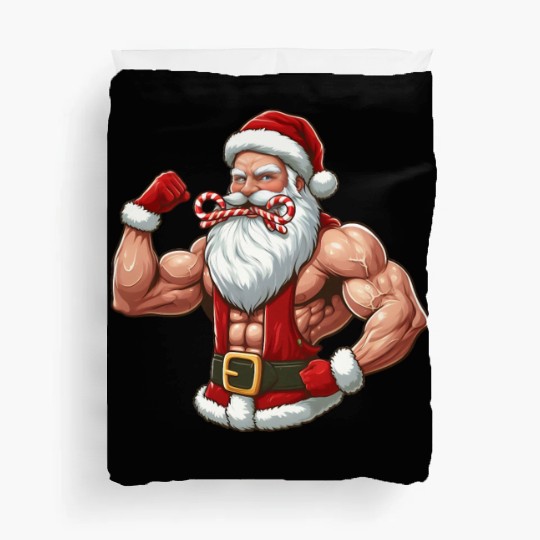 Muscular Santa Fit for the holidays Duvet Covers