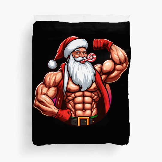 Muscular Santa Fit for the holidays Duvet Covers