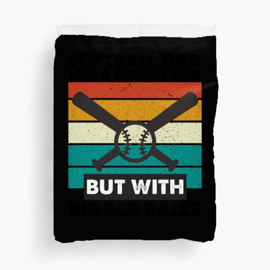 Vintage Softball Dad Like A Baseball Dad Us Flag Duvet Covers