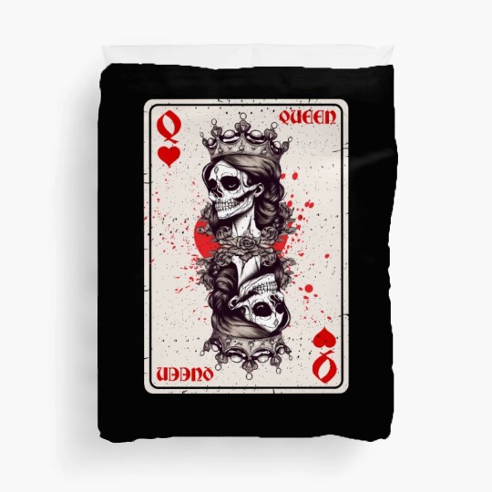 Queen of Hearts Card Game Horror Heart Queen Duvet Covers