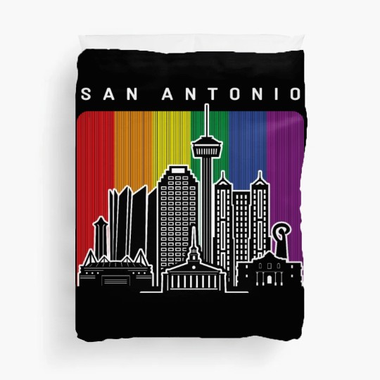 San Antonio Texas Rainbow Flag LGBTQAI Pride Duvet Covers