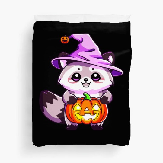 Cute Halloween raccoon Duvet Covers