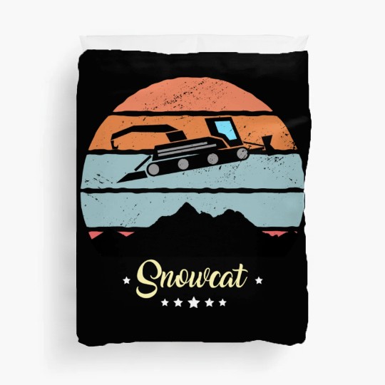 Snowcat Vintage Snow Vehicles Retro Sunset Duvet Covers