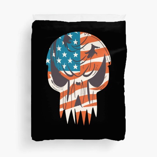 Usa flag skull - badass and distressed art Duvet Covers