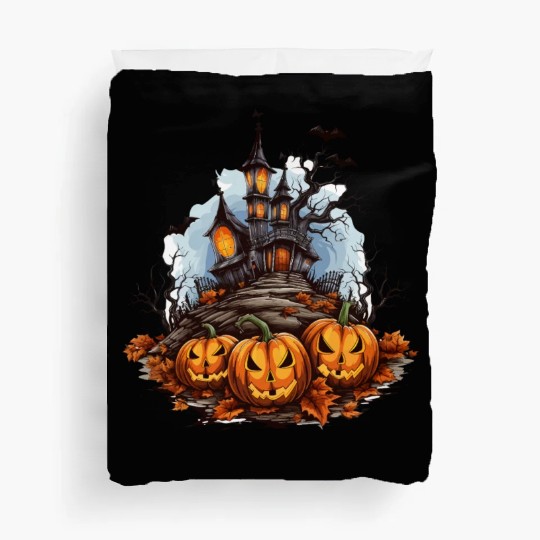 Halloween Pumpkin Bat Spell Haunted House Duvet Covers