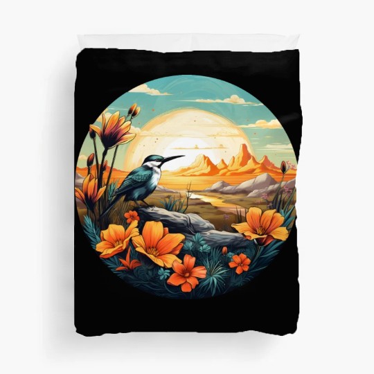 Beautiful Bird And Orange Morning Sunrise Duvet Covers