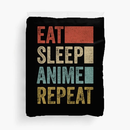 Vintage Retro Eat Sleep Anime Repeat Gift Funny Duvet Covers