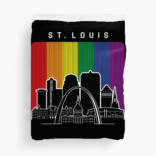St. Louis Missouri Rainbow Flag LGBTQAI Pride Duvet Covers