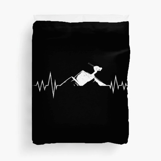 Skiing Lover Heartbeat Skier Winter Sports Duvet Covers