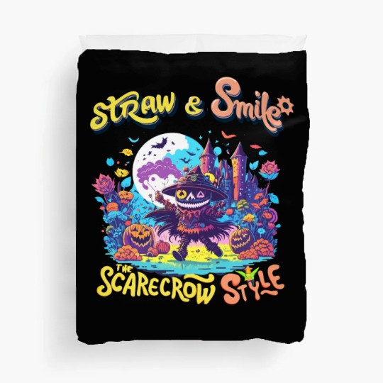 Straw & Smile The Scarecrow Funny Cute Halloween Duvet Covers