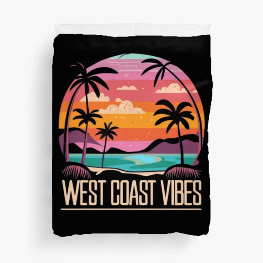 Tranquil beach at sunset West Coast Vibes Duvet Covers