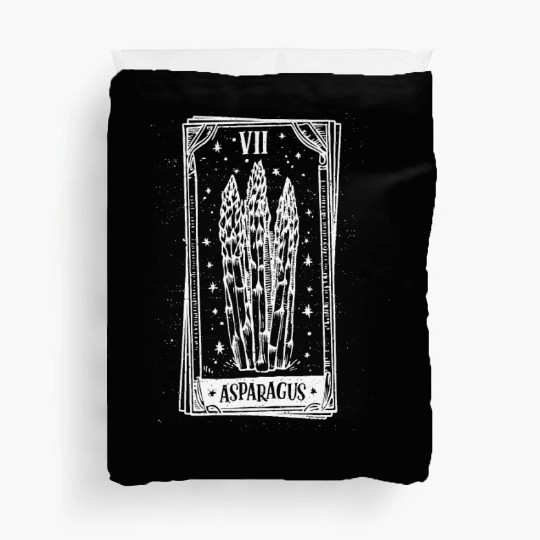 Asparagus Tarot Card - White Ink Duvet Covers