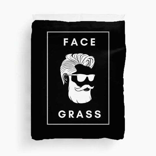 Face Grass, White beard, Black and White Duvet Covers