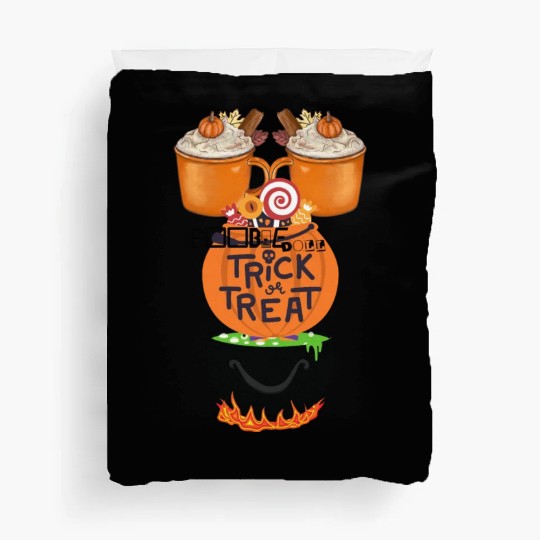 pumpkin spice trick or treat witches brew Duvet Covers