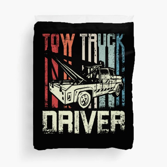 Cool Retro Vintage Tow truck Driver Duvet Covers