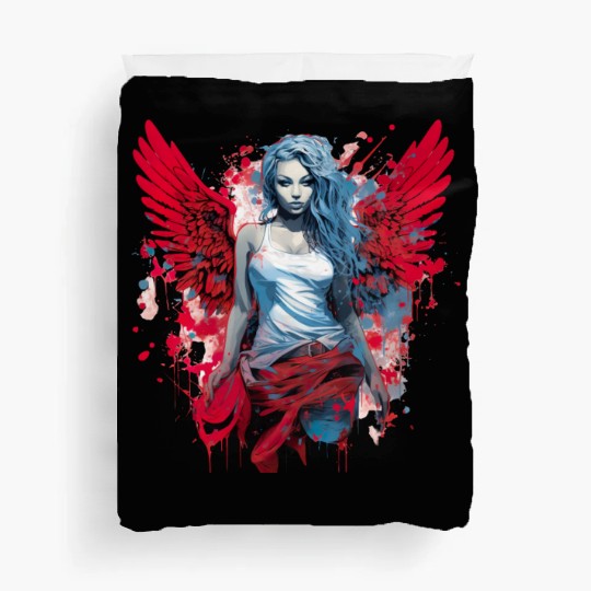 Woman with Angel Wings Angel Esoteric Wings Duvet Covers