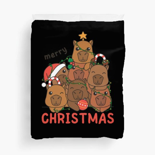 Capybara Christmas Tree Merry Christmas Duvet Covers