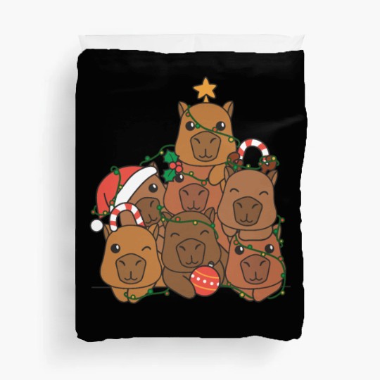 Capybara Christmas Tree Funny Animal Christmas Duvet Covers