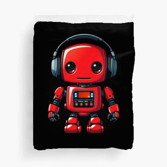 Music Red Robot 2 Duvet Covers