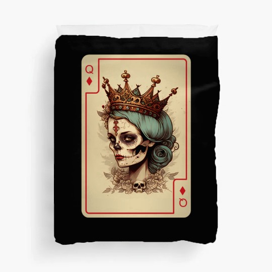 Diamond Queen Gothic Poker Card Game Creepy Duvet Covers