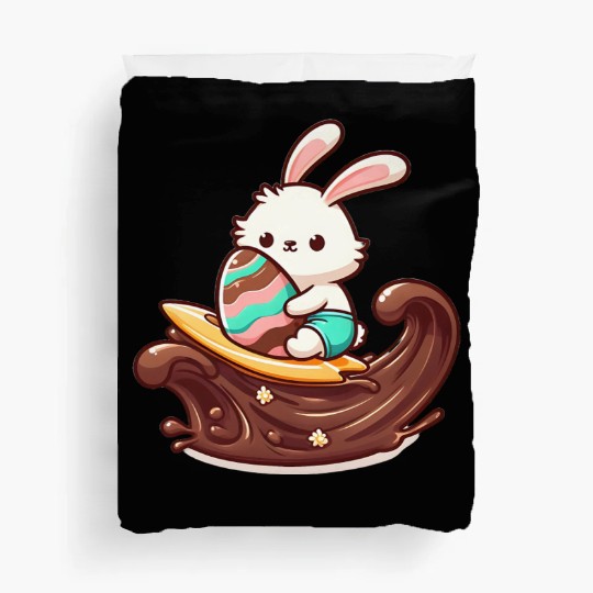 Easter Bunny Surfboard Chocolaty Waves Duvet Covers