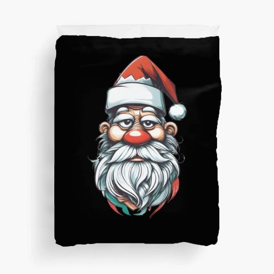 Santa Claus with Santa hat and red nose Duvet Covers