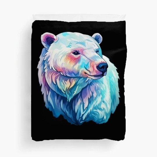 Polar Bear Roar in Winter Wonderland Watercolor Duvet Covers