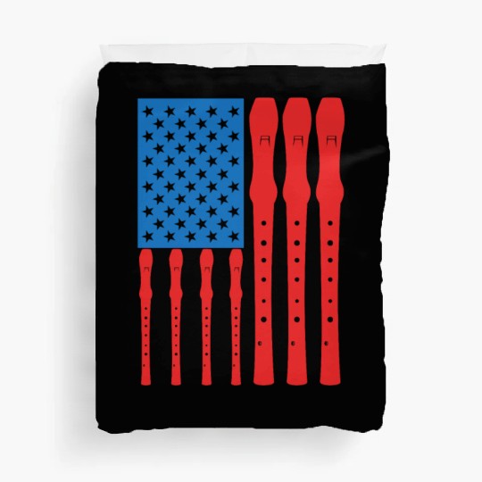 Patriotic US Flute Player Duvet Covers