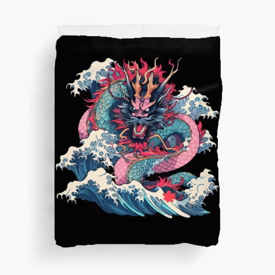 Tokyo Asia 80s Japanese Retro Dragon Dragon Duvet Covers